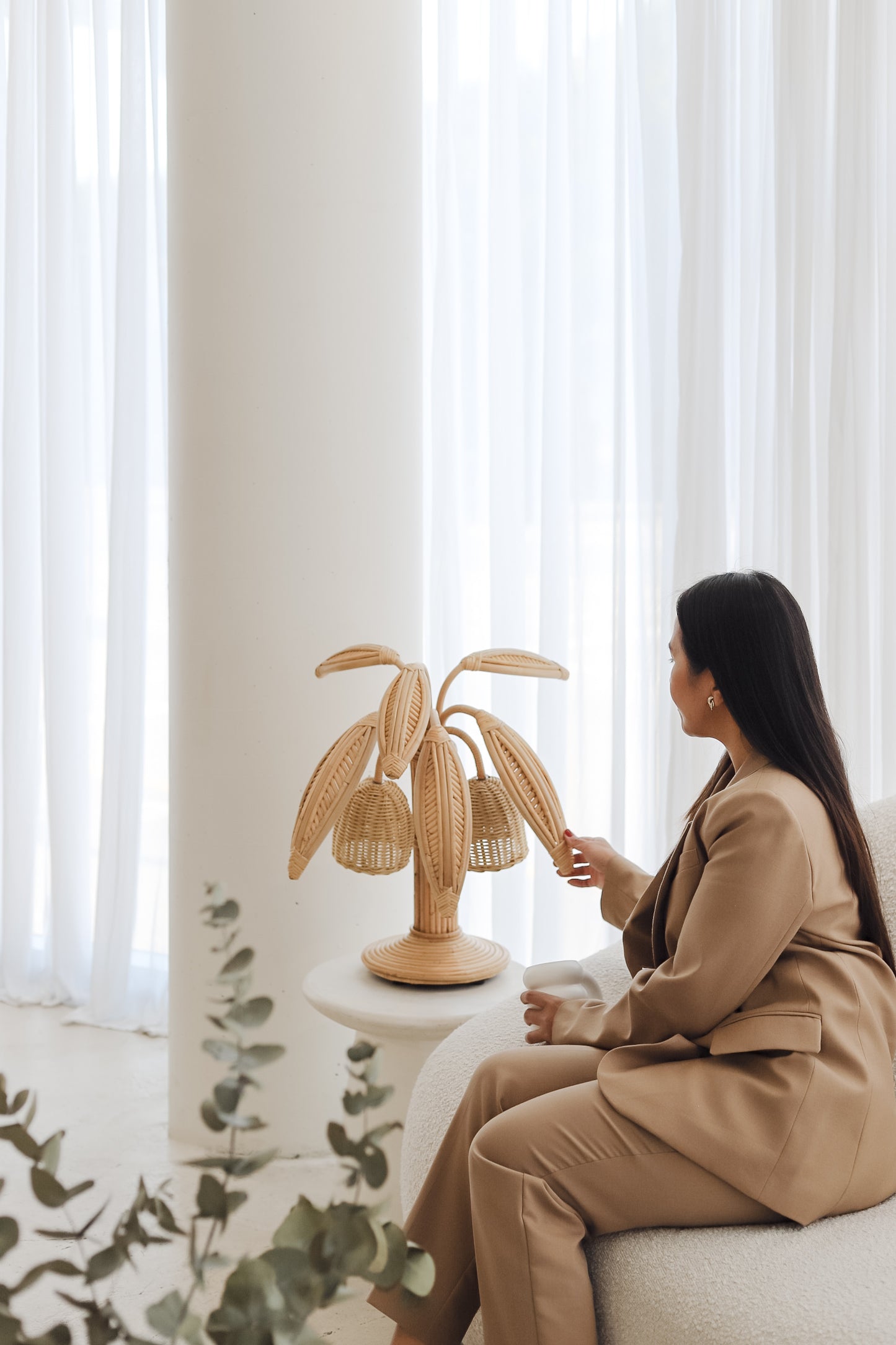 Angelo Rattan Palm Lamp